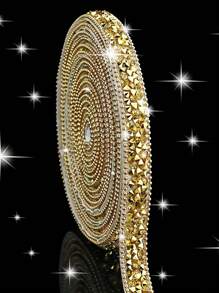 1 Yard Vàng Holographic Rhinestone Trang Trí Trang Phục Sọc Với Kích Thước Hỗn Hợp & Hình Dạng Đá Cho Trang Trí Quần Áo, Quà Tặng Trang Trí & Làm Đồ Trang Sức Tự Làm, Trang Trí Lễ Hội Giáng Sinh Cho Quà Tặng Ngày Lễ (Rộng 1cm) - Vàng - Xem 1