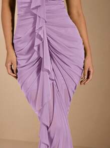 SHEIN BAE Abito bustier aderente con volant eleganti