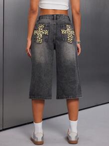 SHEIN ICON 休闲外向型女士牛仔直筒 7/8 裤