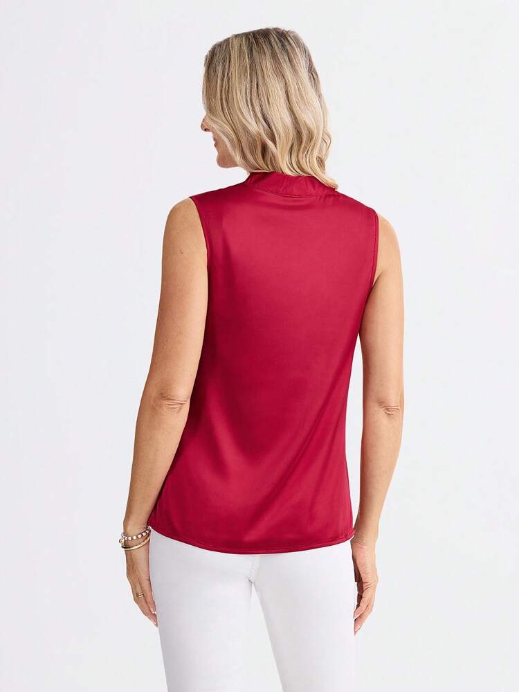 Chemise élégante sans manches en satin à boutons pour les sorties, les fêtes et les événements