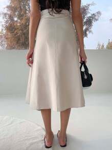 DAZY Women's Solid Color Mid-Length Umbrella Skirt