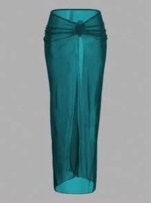 Swim Oasis 3 件套春假海滩女士服装：吊带泳装、透视长裙、优雅性感露背配饰，非常适合度假、夏季 - 水鴨藍 - 查看 4