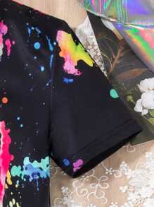 Tween Girl Cartoon Girl Print Summer Dress, School, Campus, College - Multicolor - View 8