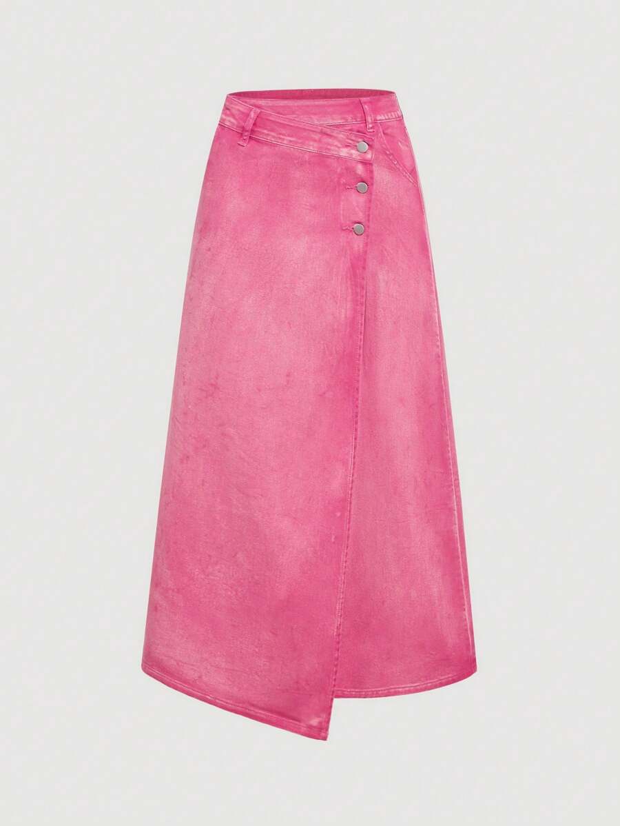 SHEIN MOD Damen Lässiger Denim Rock mit hoher Taille, mini, Rosa