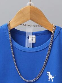 SHEIN Conjunto de top sin mangas y pantalones cortos deportivos con estampado de dinosaurios para niños/as en verano