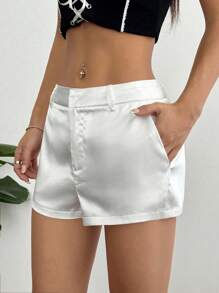 SHEIN Unity 2025 春夏时尚女式超低腰简约纯色休闲短裤