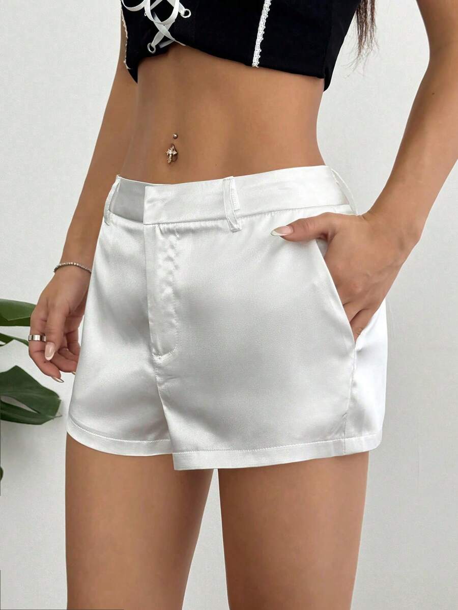 SHEIN Unity 2025 春夏时尚女式超低腰简约纯色休闲短裤