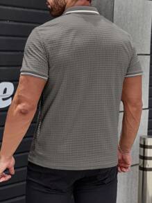 Manfinity RelaxMax Men's Casual Color Block Trim Short Sleeve Polo Shirt