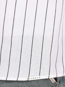 SUMWON Chemise boutonnée surdimensionnée en coton mélangé à rayures verticales, style classique décontracté de bureau, porter au printemps et à l'été, col classique, manches longues - Blanc - Voir 7