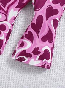 SHEIN Baby Girls Sweetheart Valentine's Day Heart Knit Halter Top And Flared Pants Set, Fashionable - Multicolor - View 4