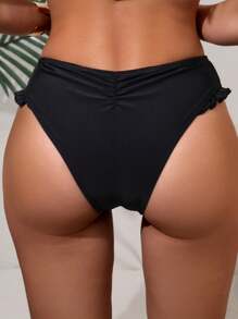 Swim Vcay Women's Solid Color Ruched Swimwear Bottoms For Beach And Pool Vacations Summer - Black - View 1