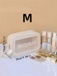 1/3 件防水盥洗包，化妆包，大号透明化妆包，化妆品收纳袋，PVC 加厚洗漱包，适用于旅行和浴室收纳，护肤品收纳袋便携式旅行包，大容量（白色）