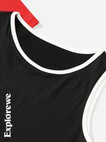 3pcs/Set Teens Girls Summer Casual Short Sleeve T-Shirt Top, Vest And Shorts Sports Activewear Set - Multicolor - View 4