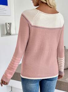 SHEIN LUNE European And American Style Blogger Chic Colorblock Loose Oversized Crew Neck Sweater Knit Pullover Fall Winter