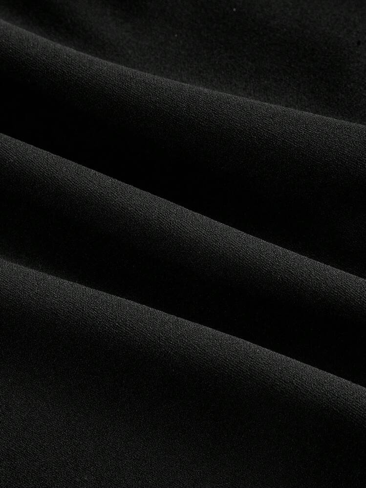 SHEIN MOD Black Metal Chain Straps Lace Patchwork Jumpsuit, Plus Size,Solid Color Lace Bustier Criss-Cross Halter Wide Leg Jumpsuit,New Year,Valentine Pants,Lace Jumpsuit,Tall Women Pants - Black - View 3