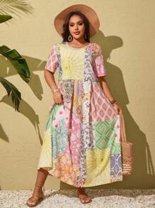 SHEIN Clasi Vestido bohemio para el Día de San Patricio, Spring Break, festivales, verano - Multicolor - Ver 5