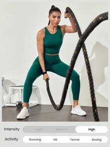 GLOWMODE 21" Powersculpt™ Goal Getter Adjustable Drawstring Waist Butt Scrunch Leggings With Side Pockets High Impact Workout Running Training Gym