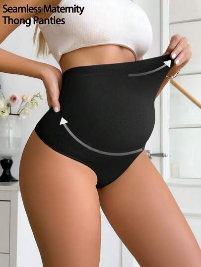 Moonlight&Mama 1pc Seamless Comfortable Maternity High-Waist Tummy Control Thong For Women
