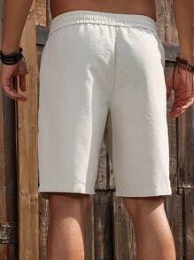 Manfinity RSRT Quần short Bermuda ống đứng rộng rãi bằng vải Jacquard có họa tiết, quần short thường ngày và thời trang - Màu be - Xem 2