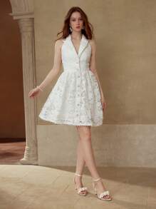 MOTF PREMIUM 蕾丝纽扣连衣裙 - 白色 - 查看 7