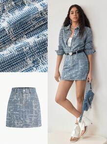 MOTF STUDIO POCKET STRAIGHT DENIM SKIRT,SPRING/SUMMER - Blue - View 1
