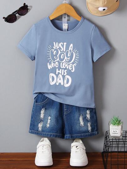 SHEIN Young Boy 1pc Slogan Graphic Tee