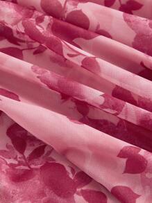 SHEIN MOD 大码花卉印花挂脖中长连衣裙 - 粉色 - 查看 4