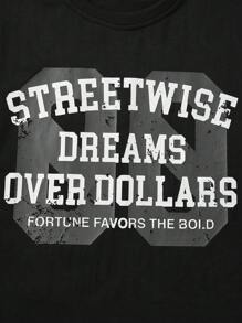 ROMWE MEN Street Life Men's Loose Crop Tee With Camo Branch Print And Slogan, Patchwork Design - Multicolor - View 7