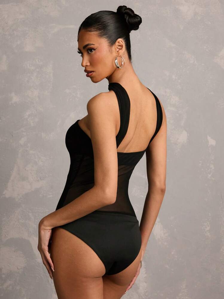 SHEIN BAE Body negro opaco con cuello halter y espalda descubierta para mujer, adecuado para festivales de música, fiestas, vacaciones, atuendos de festival, atuendos de vacaciones, ropa de verano para mujer, atuendos de festival para mujeres - Negro - Añade 2