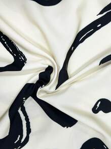 SHEIN Clasi Graphic Print Button Back Ruffle Trim Blouse,Three Quarter Sleeve Tops - Multicolor - View 7