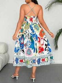 Flirla Robe maxi ample à fleurs sans manches pour femmes grandes tailles, convient pour la plage et les sorties décontractées, printemps/été - Multicolore - Voir 2
