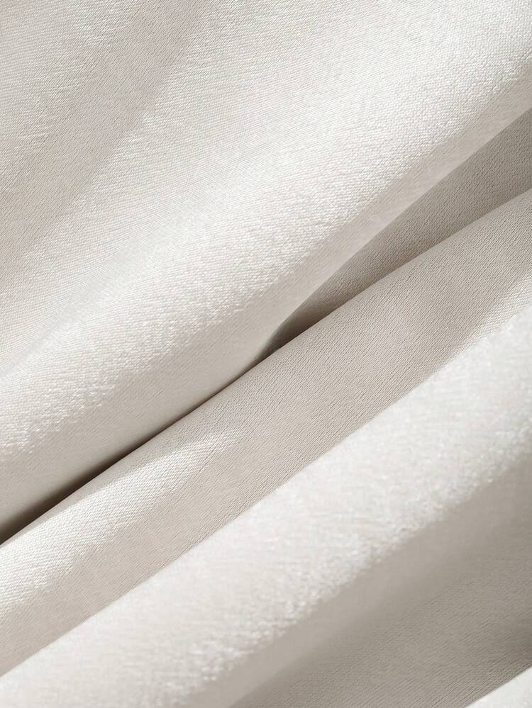 2pcs Set Women Solid V-Neck Tie Shirt And Skirt