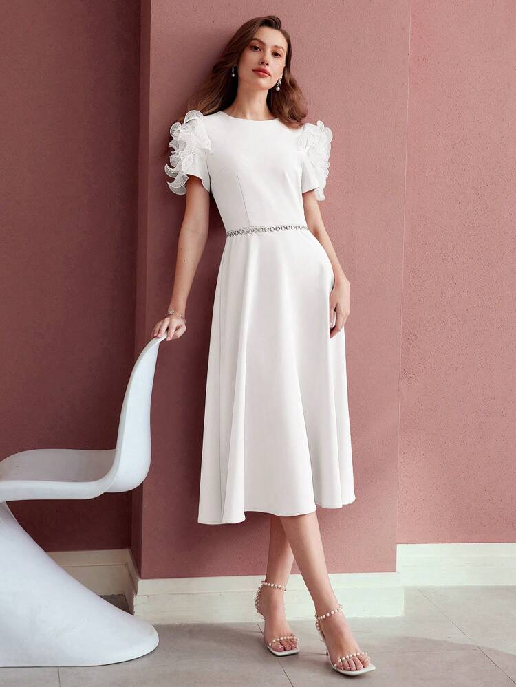 APPLIQUES ZIPPER DRESS