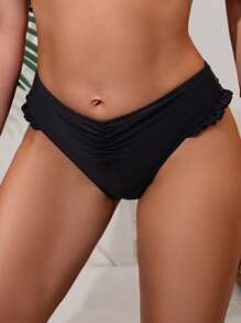 Swim Vcay Women's Solid Color Ruched Swimwear Bottoms For Beach And Pool Vacations Summer - Black - View 2