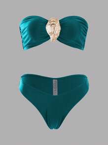 Swim Oasis 3 件套春假海滩女士服装：吊带泳装、透视长裙、优雅性感露背配饰，非常适合度假、夏季 - 水鴨藍 - 查看 3