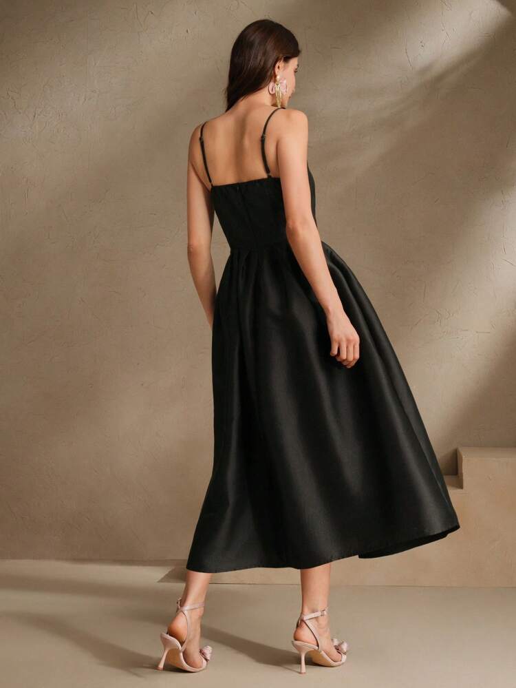 Sequin Flower Decor Sleeveless Dress, Elegant New Urban Style Sundress, Spring/Summer Outfits For Women