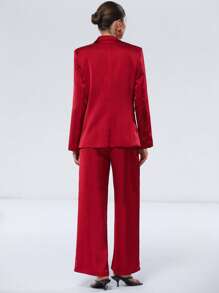 Aveloria Modichic Women's Solid Color Notched Collar Long Sleeve Jacket And Pants Suit Set Fall Cloth For Women - Red - View 5