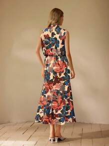SHEIN Clasi Women's Elegant Floral Midi Dress - Multicolor - View 2