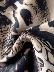 Swim Vcay Damen Sommer zufälliges Leoparden- & Muster-Muster Patchwork Bandeau Bikini-Set mit Spaghettiträgern für den Strand