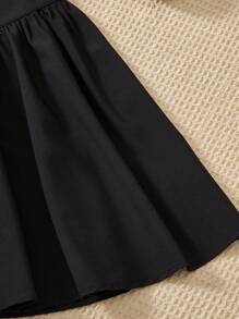 SHEIN Explorewe 2件套女童蝴蝶结字母V领黑色T恤和粉色裙子 - 彩色 - 查看 6