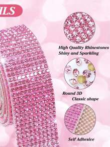 1Pc Glass DIY Rhinestone, Modern Pink Self Adhesive Garment Decoration Excipient For DIY, Halloween Costume, Wedding Decorations