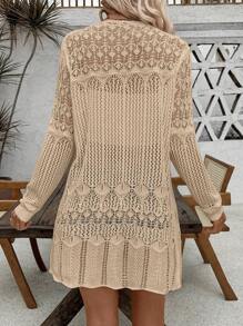 SHEIN LUNE 女士休闲镂空长款开衫