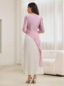 Modelyn Rochie cu mânecă scurtă, brodata cu tiv pliat - Multicolor - Vizualizare 2