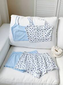 Comfortcana 2 pièces Ensemble débardeur et short décontracté pour la maison