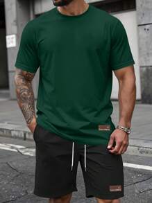 Manfinity Homme 2pcs Men's Slogan Print Top And Shorts Set - Multicolor - View 1