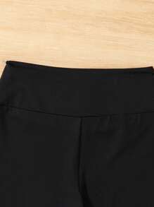 Girls' Tight Flared Stretch Printed Pants - Black - View 4