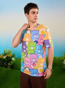 SHEIN X Care Bears 男女款休闲满版熊印花网眼短袖 T 恤 - 彩色 - 查看 5