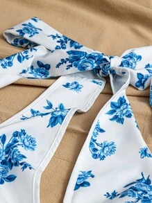 Flirla Plus Size Backless Floral Print Tank Top