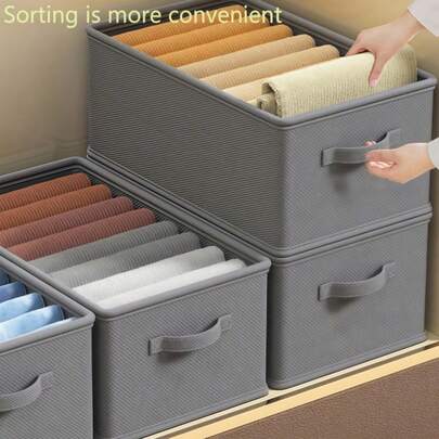 1 hộp đựng quần áo màu xám có tay cầm, hộp đựng quần áo tủ quần áo, hộp ngăn kéo đựng đồ, hộp đựng quần áo vải có thể gấp lại để đựng quần áo, quần jean, áo len, áo ngực, hộp đựng đồ chơi và quần áo đa chức năng cho ký túc xá, dùng để trang trí nhà cửa, trang trí mùa thu, trang trí lễ hội, trang trí phòng, trang trí nhà, trang trí mùa thu, trang trí phòng ngủ