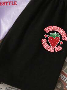 SHEIN Leap Crew 青少年女孩休闲简约短袖 T 恤和短裤两件套，适合夏季 - 彩色 - 查看 5
